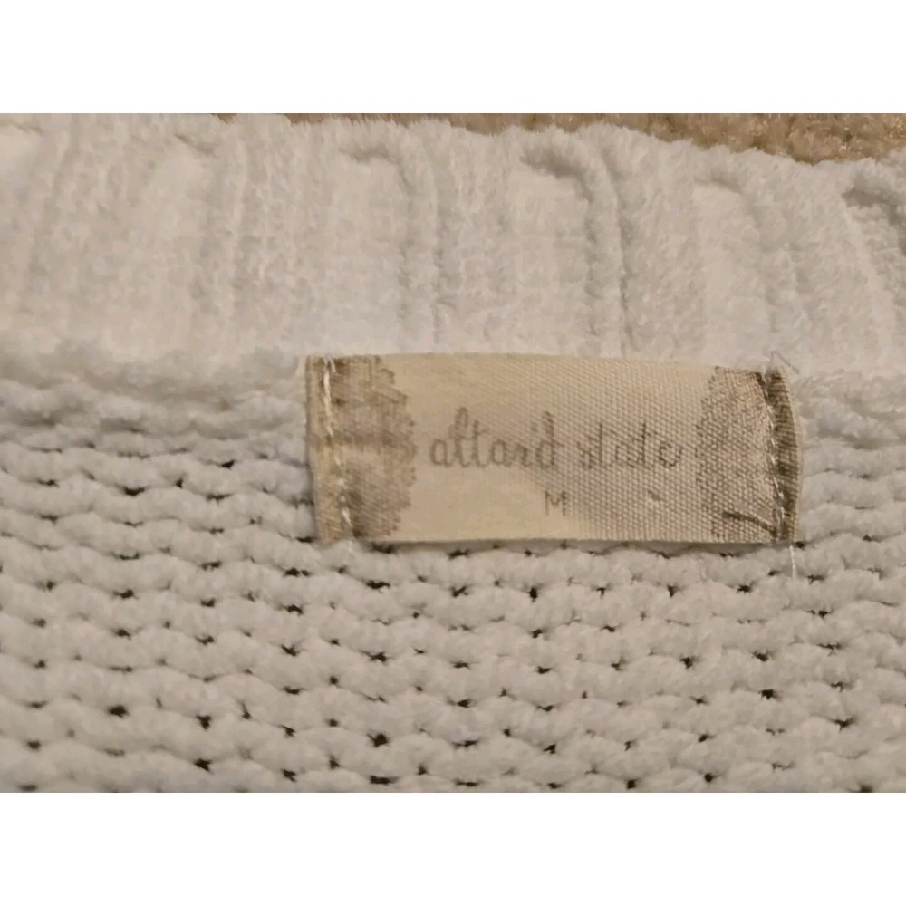 Altar'd State White Chenille Soft Pullover Sweater Size M Oversized Boxy Fit - Picture 3 of 10